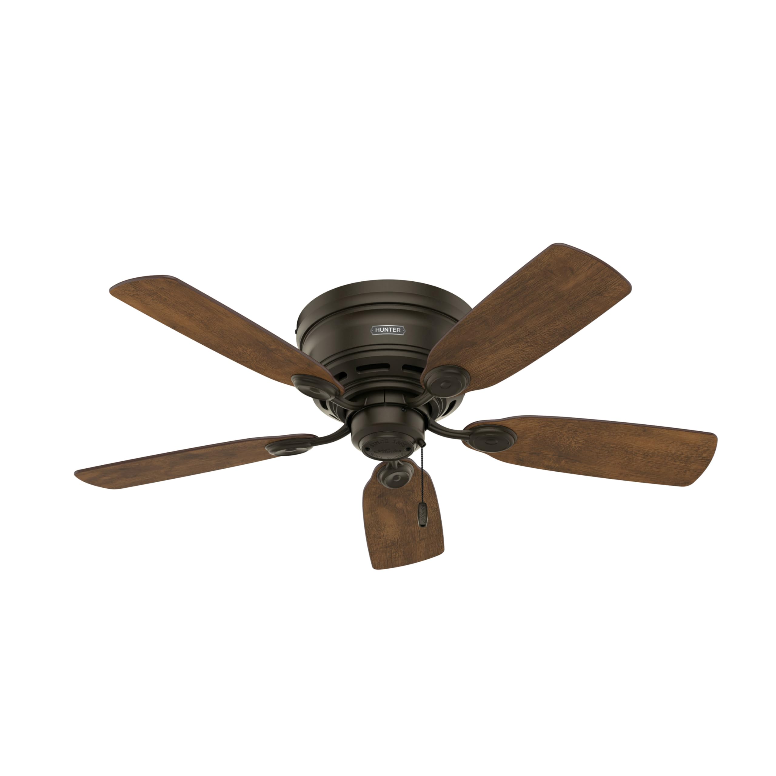 Hunter 42 inch Indoor Ceiling Fan No Light - Bronze Ceiling Fan without Light, Low Profile Mount, 5 Blades, For Bedroom, Living Room, or Kitchen, Pull Chain - Low Profile IV 51061, New Bronze