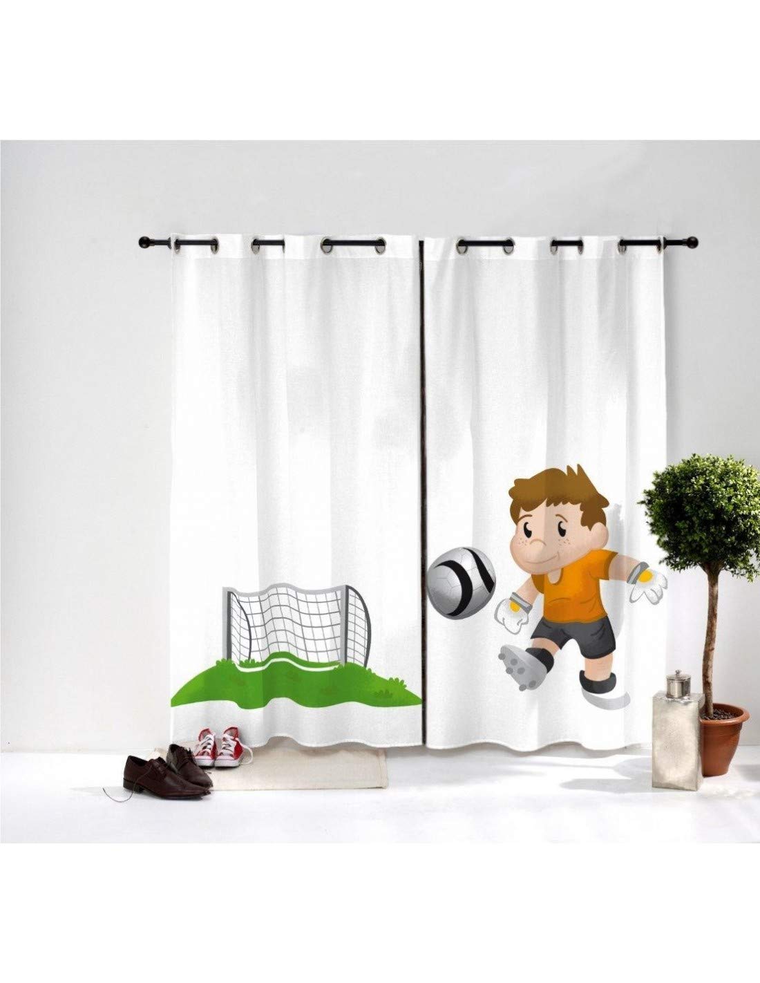 Paire de rideaux Hugo Face aux buts 145x180cm rideau football de chambre