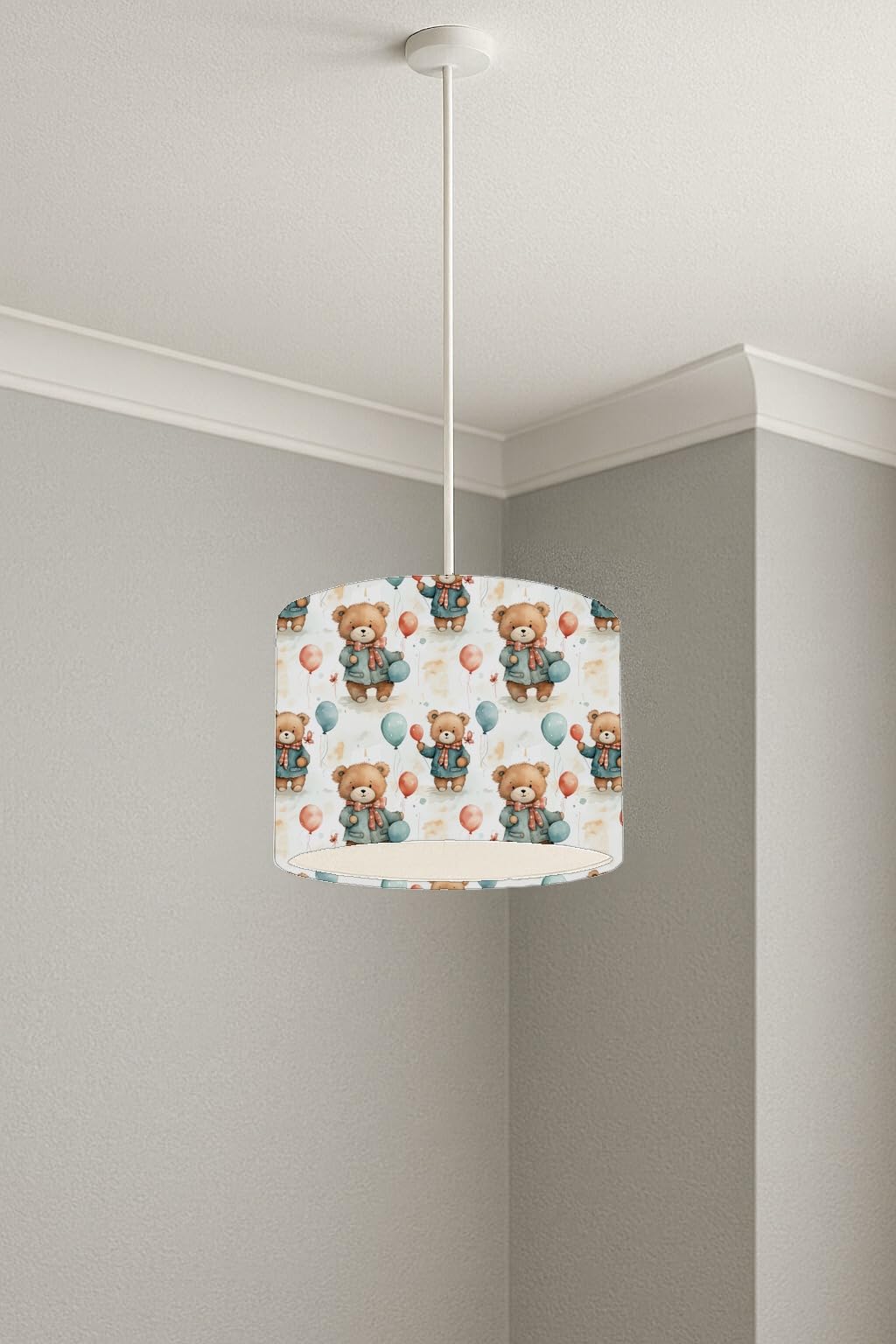 Joyful Bear Celebration lightshade – 20 x 18.5cm Ceiling Drum Shade | E33BB8