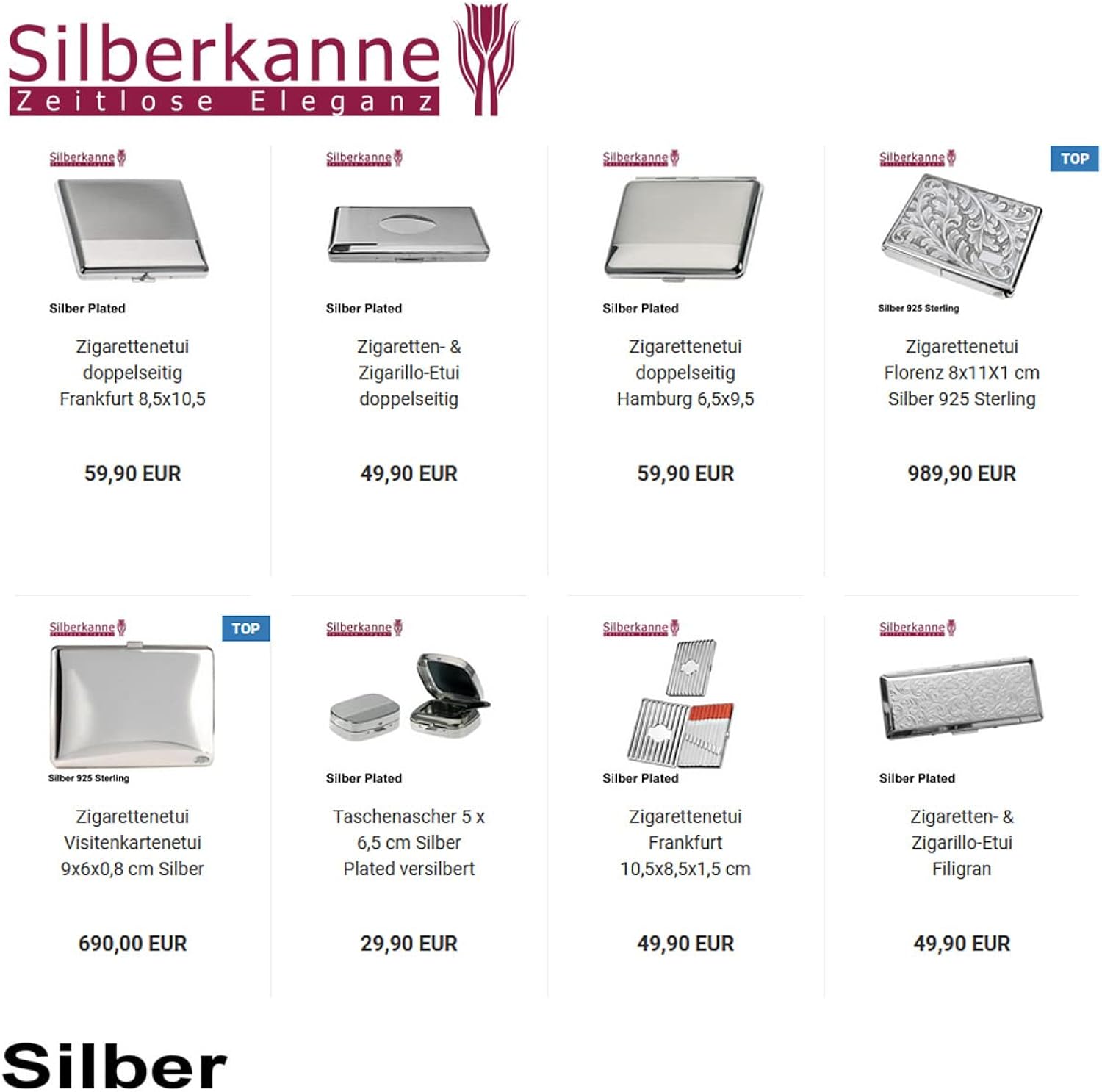 SILBERKANNE Portasigarette doppio lato Hamburg 6,5 x 9,5 cm, argento placcato argento SILBERKANNE Portasigarette doppio lato Hamburg 6,5 x 9,5 cm, argento placcato argento