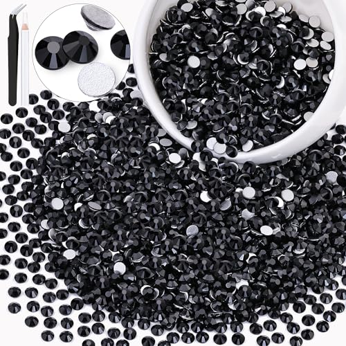Image of 3000PCS SS20 /5mm Crystal Glass Rhinestones for Bedazzling (Jet Black) | Flatback Rhinestones for Crafting DIY Nail Art Makeup Decoration, Gems Diomand Charms for Tumbler Shoes Clothing Mug