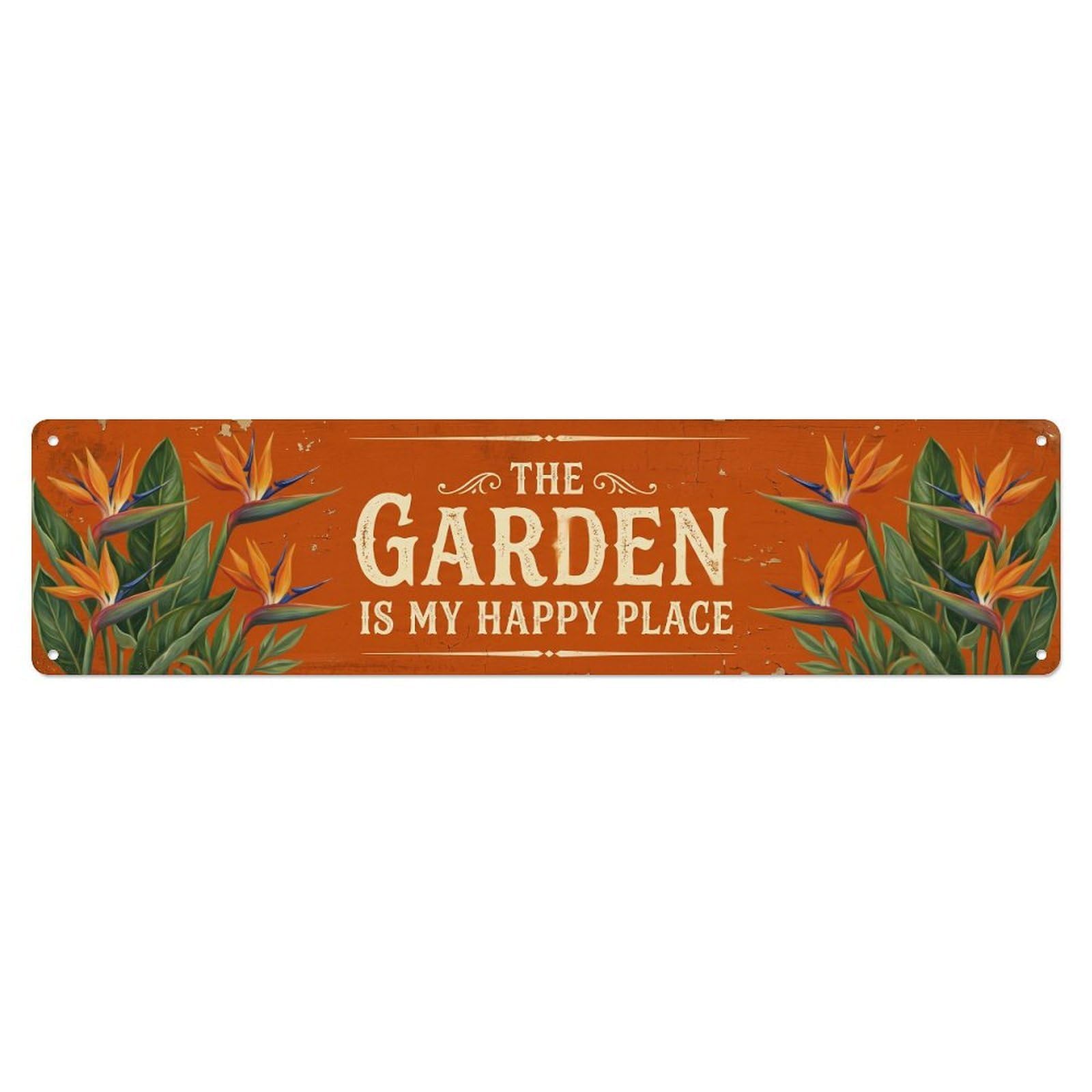 Vintage The Garden Is My Happy Place Bird Paradise Metal Tin Sign