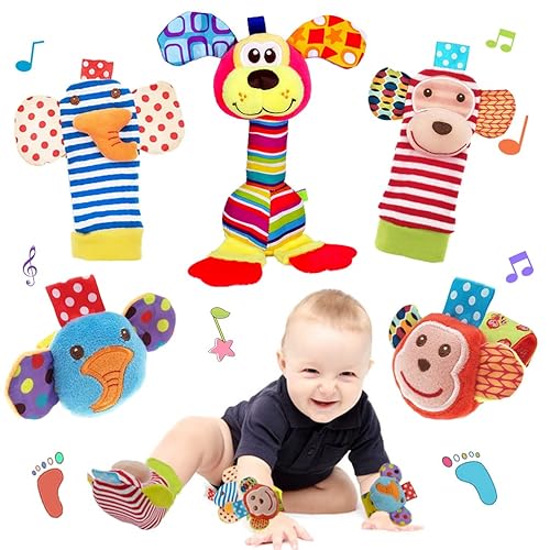 Juguete de bebé de 3 a 6 meses, sonajero de muñeca y pie para bebés, calcetines de sonajero para bebé, regalo de regalo para recién nacido