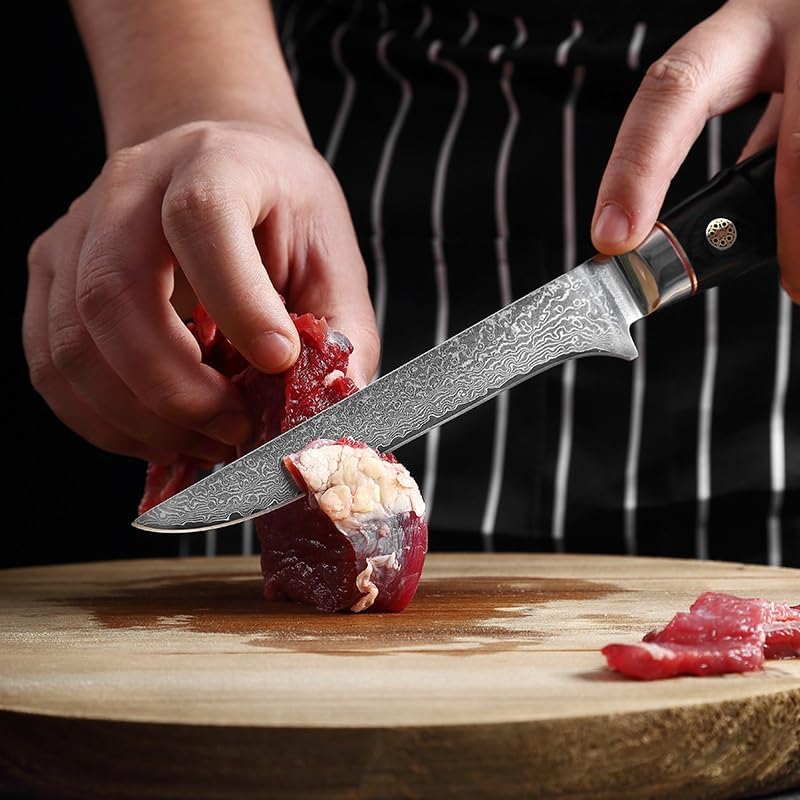 Meat Cleaver,Cleaver Knife Damascus Boning Knife 5.5 Inch Damascus Steel Butcher Knife Slicing Filleting For Bone Meat Fish Fruit Vegetables Cooking Tool