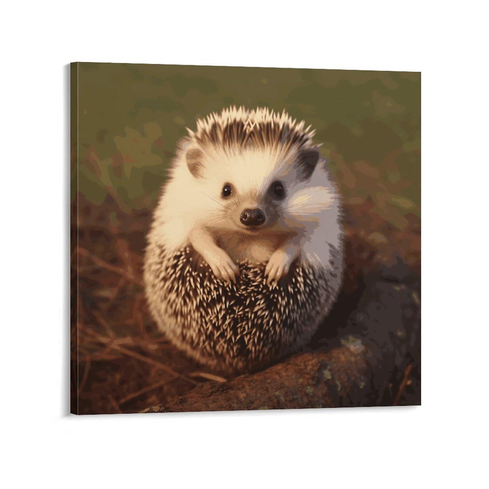 KLOPH Baby Hedgehog Canvas Wall Art for Living Room 08x8inch Modern Artwork Painting for Bathroom Hanging Canvas Prints Aesthetic Wallart for Bedroom Kitchen Office Wall Decor