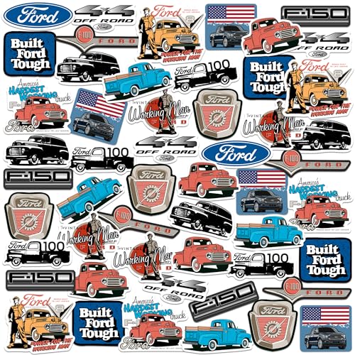 Ford Truck 50ct Vinyl Large Deluxe Stickers Variety Pack – Laptop, Water Bottle, Scrapbooking, Tablet, Skateboard, Indoor/Outdoor