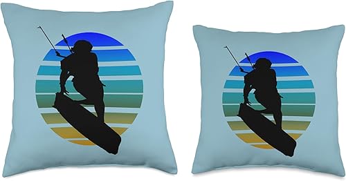 Miniatura 3 de Kitesurfing Female Rider Silhouette Retro Sunset 6 Throw Pillow, 16x16, Multicolor