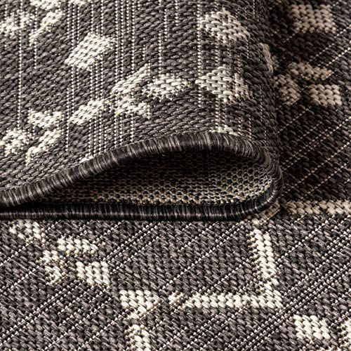 Image of JONATHAN Y Moroccan Geometric Indoor Outdoor Area Rug 8X10 Black /Gray, Ourika Textured Weave for Backyard, Patio, Porch, Easy-Cleaning, High Traffic, Pet-Friendly, Non-Shedding (SMB108F-8)