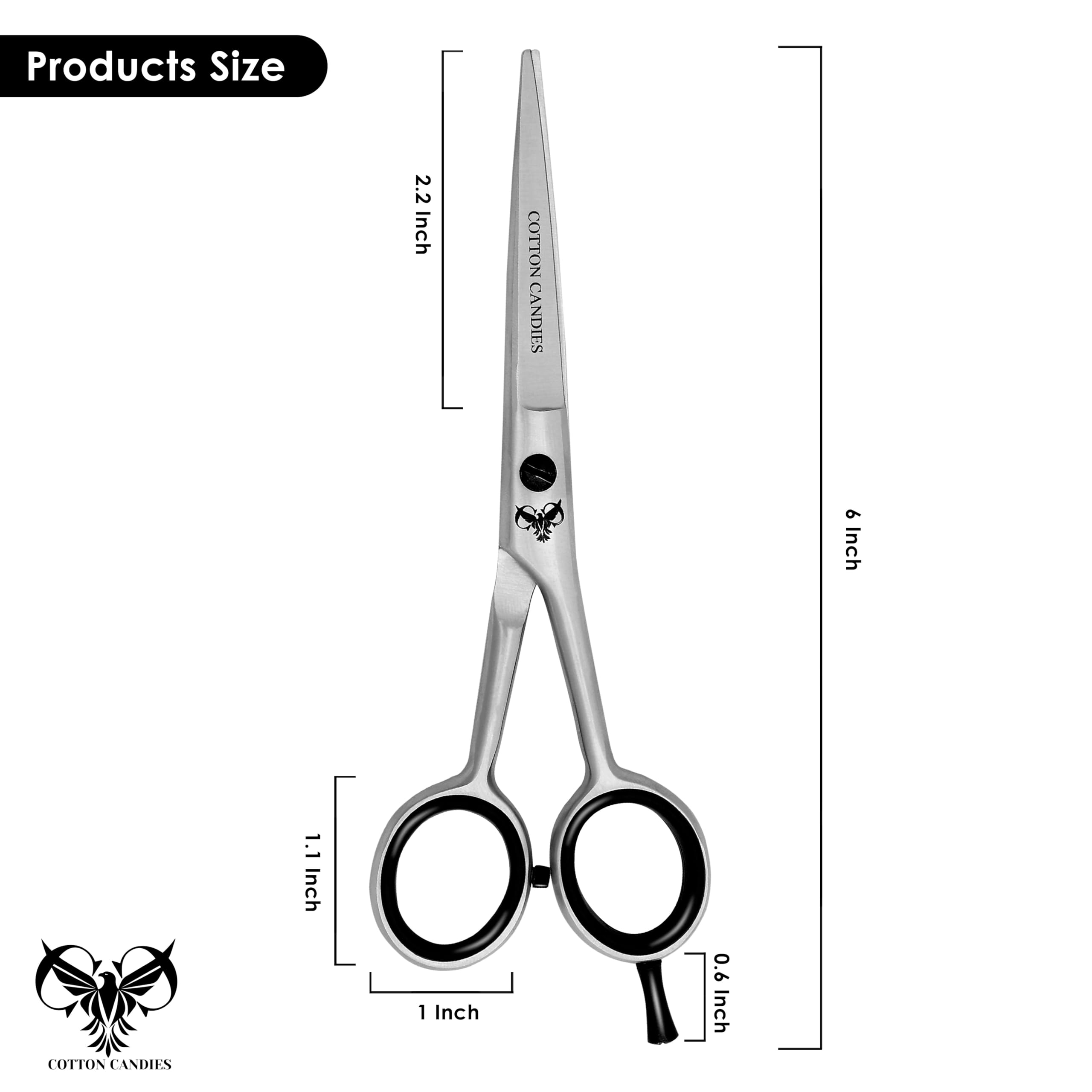 COTTON CANDIES 6” Hairdressing Scissors, Stainless Steel Hair Cutting Shears - Image 3