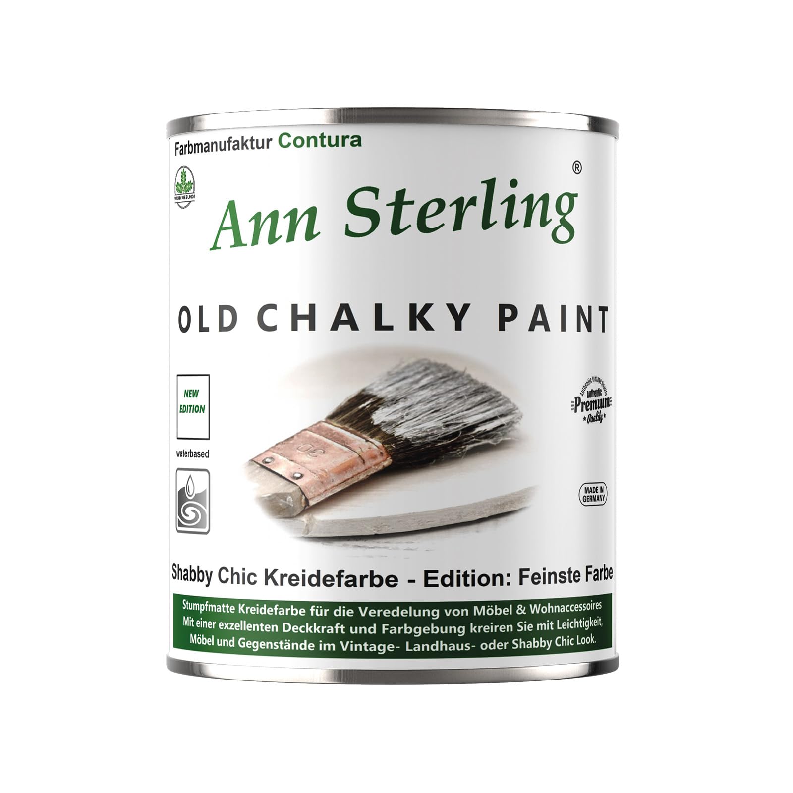 Ann Sterling 1Kg. Kreidefarbe Shabby Chic Feinste Farbe Innen und Außen Möbellack Bastellfarbe (Oldwhite Altweiß 01)