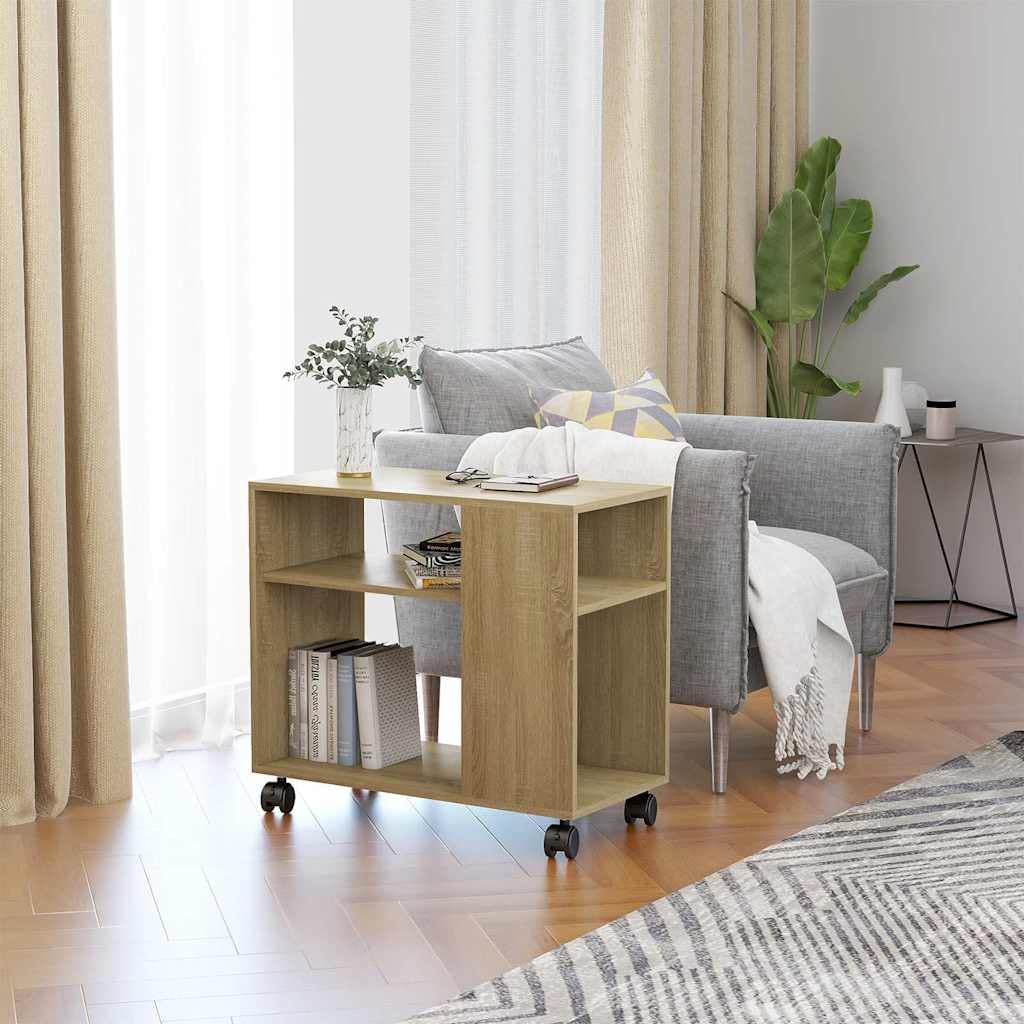 vidaXL Mesa Auxiliar de Madera contrachapada Color Roble 70x35x60,5 cm