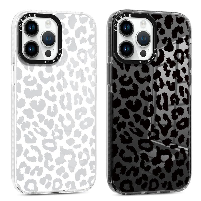 Yoedge 2 Pezzi Cover per iPhone 13 Pro 6,1", Ultra Sottile Trasparente Morbida TPU Custodia in Silicone Antiurto Protettiva Case con Aesthetic Disegni per Donne per iPhone 13 Pro, Stampa Leopardata