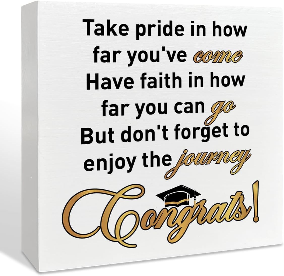 Graduation Box Sign 7x7 Inch Inspirational Congrats Wooden Decor