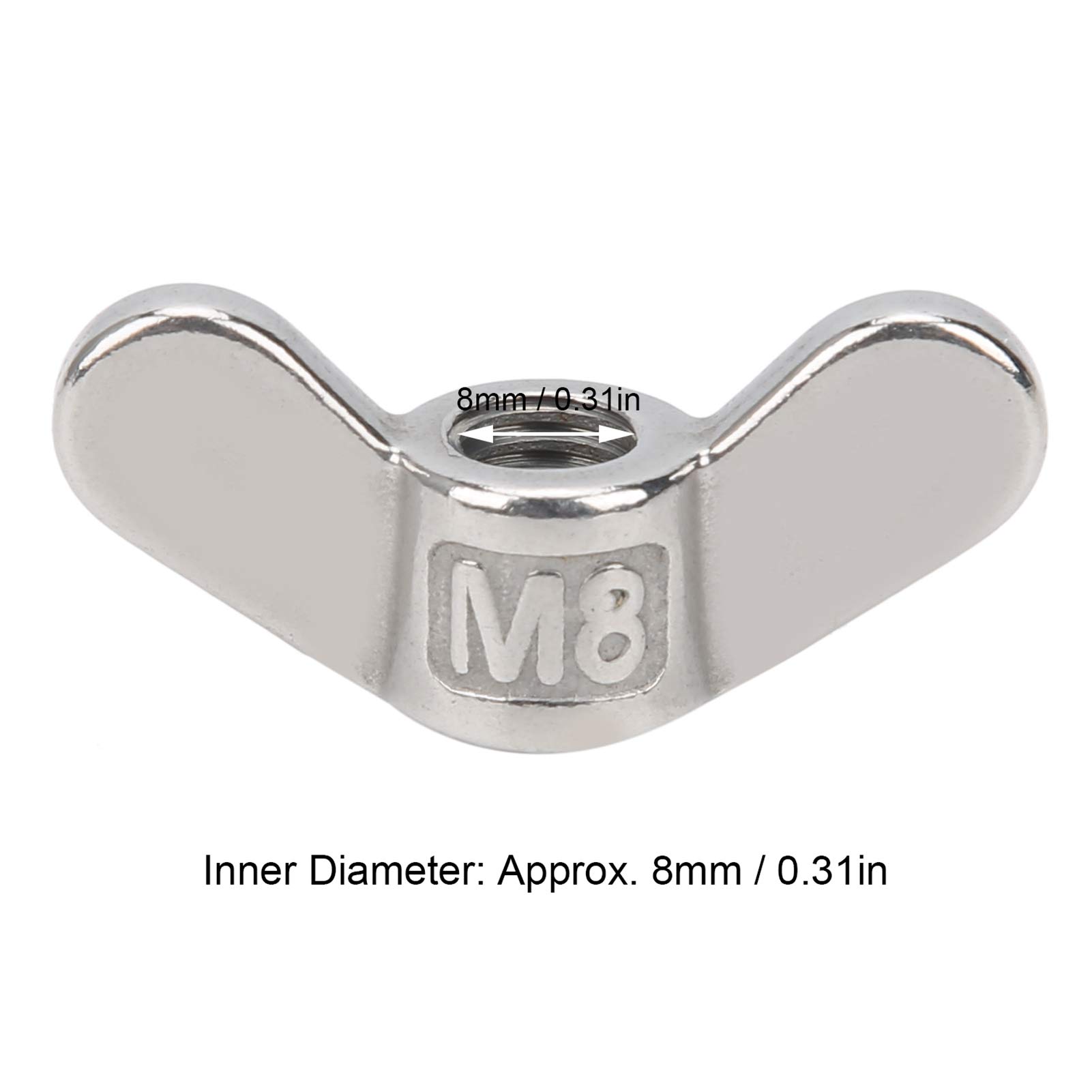 Yuecoom 10Pcs M8 Wing Nut, Butterfly Nuts 304 Stainless Steel Fastener Hardware Accessory for Home Maintenance and Engineering