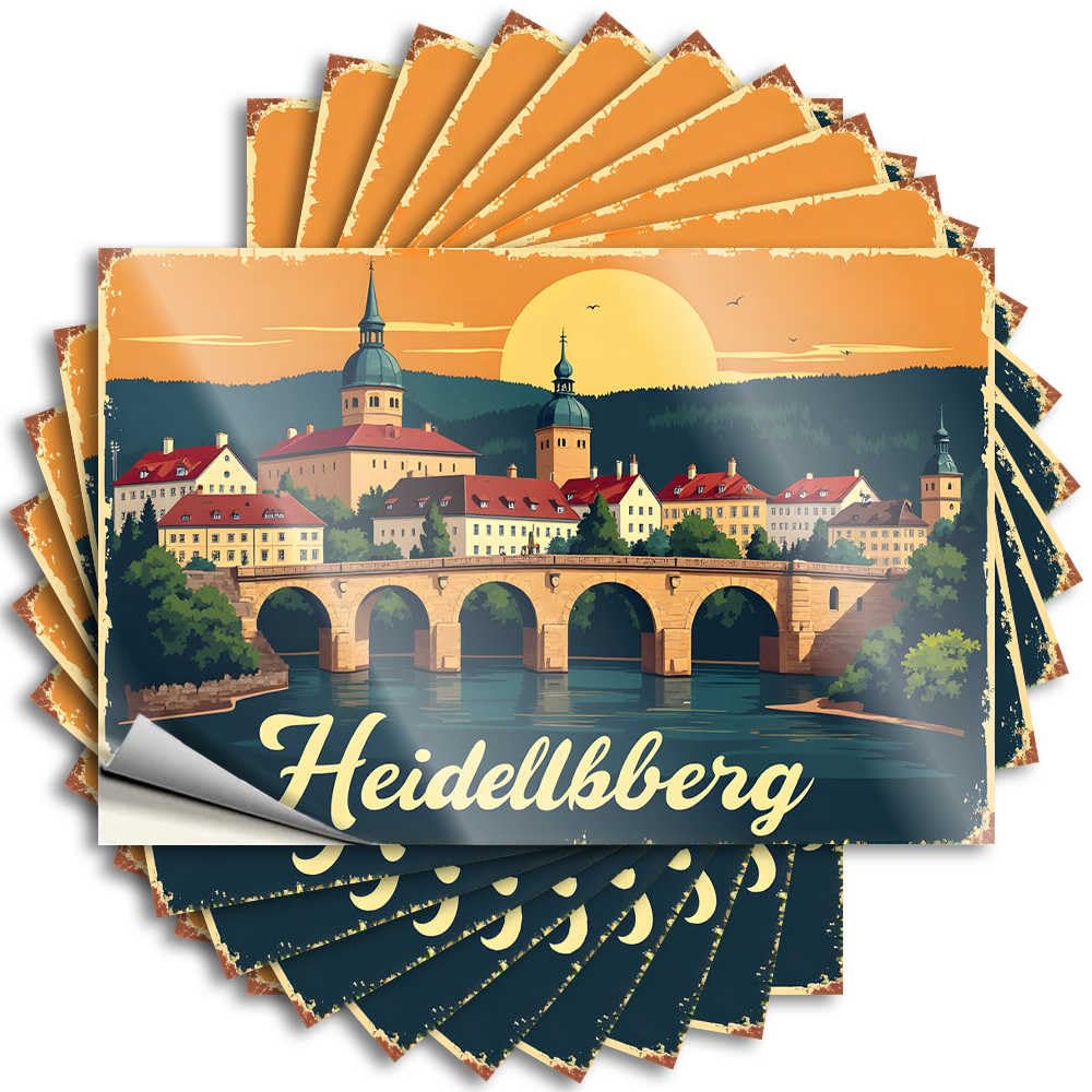Fzfn Colour Decals Smiley Face, Hunting Laptop Heidelberg Sunset: A Bridge Connecting History And Nature | Farmhouse(12X18cm)