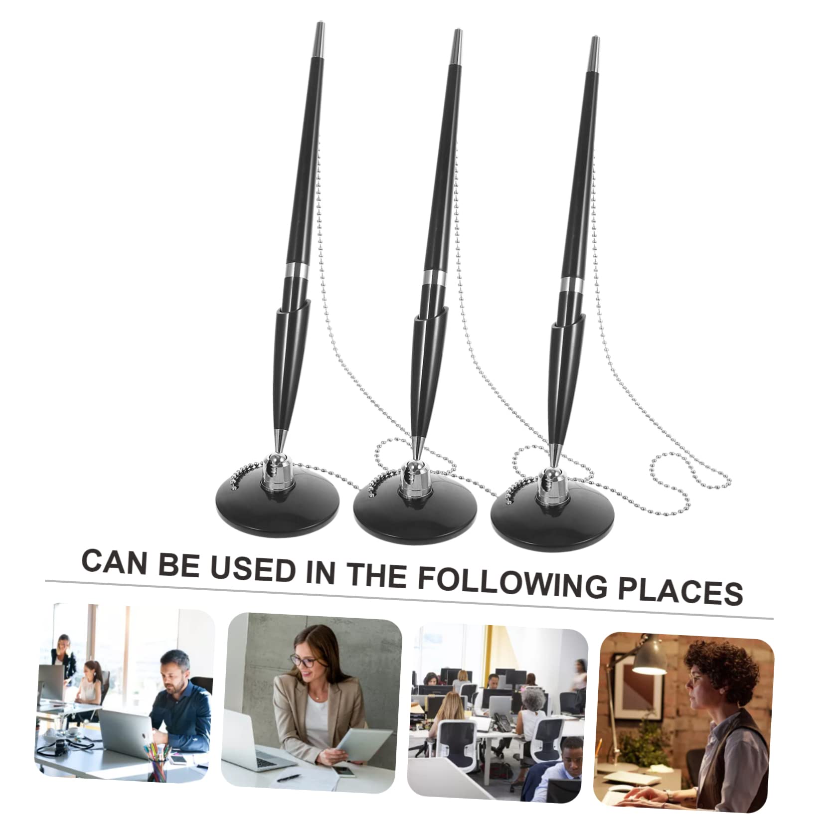 DOITOOL 12 Stück Teiliges Schreibtisch Kugelschreiber mit Kette Ergonomischer Business Kugelschreiber für Büro Hotel und Empfang Schnelltrocknende Rutschfestes Design Langlebiger