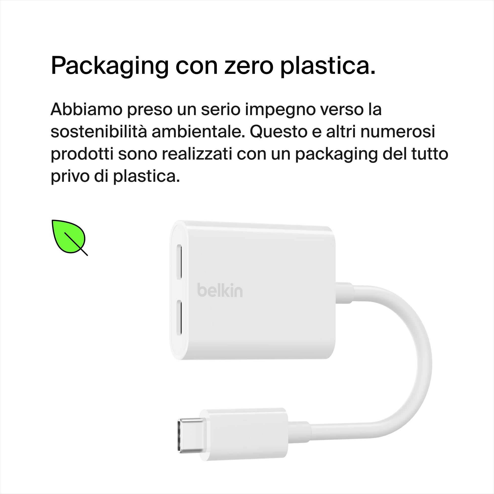Belkin RockStar Adattatore audio + ricarica USB-C, adattatore cuffie con ricarica rapida USB-C PD 60 W per iPhone 15, iPad Pro, Galaxy, Note, Google Pixel, LG G6, Sony Xperia, OnePlus e altri - Bianco