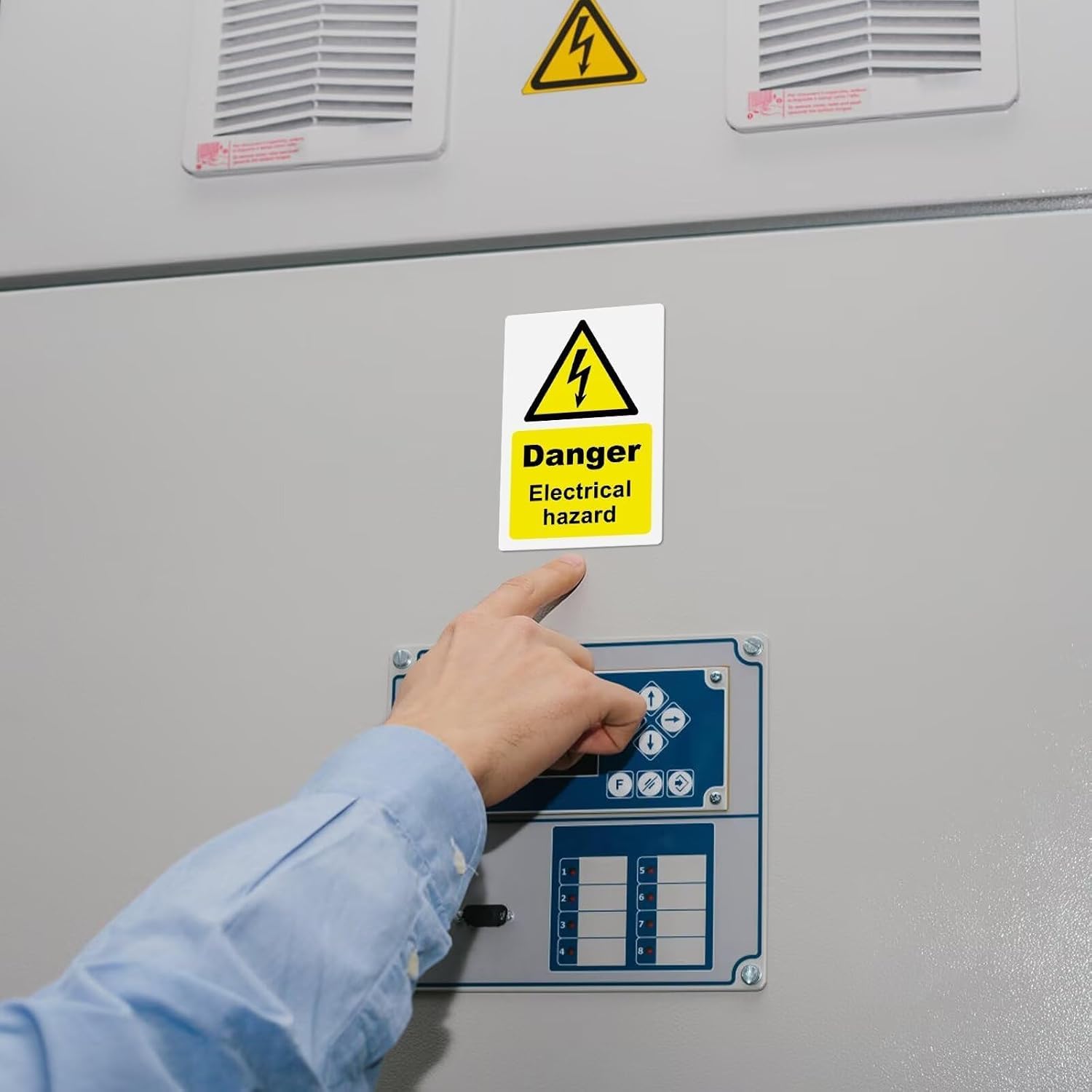 Lot de 50 autocollants d'avertissement de danger électrique, 150 x 100 mm
