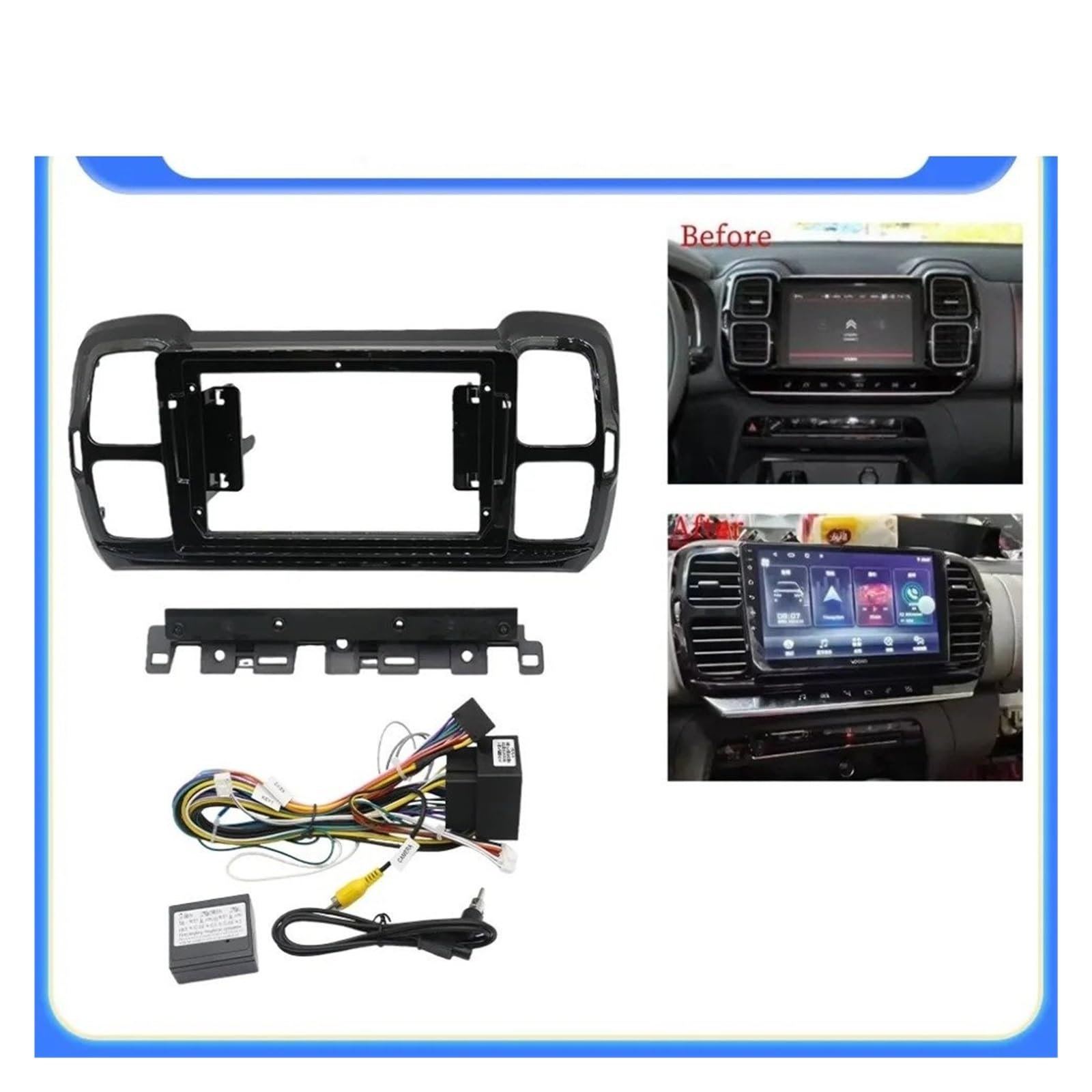 Mascherina Autoradio Cornice Stereo 9 Pollici per Citroen per C5 per Aircross 2017-2023 Auto Telaio Fascia Adattatore Canbus Box Decoder Android Radio Dash Kit Pannello