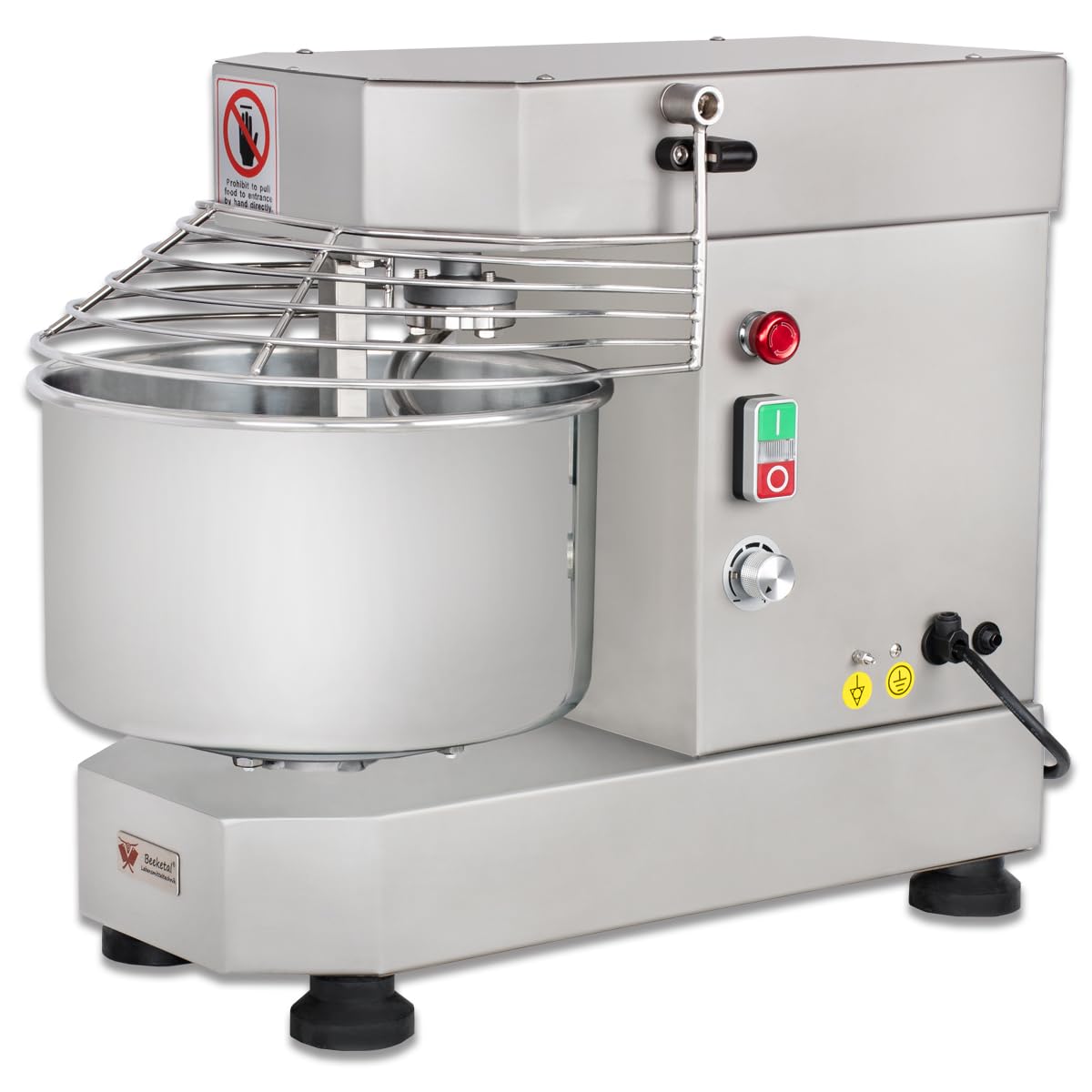 Beeketal Profi Teigknetmaschine BTK10-S – 10L Edelstahl Spiralkneter, 750W Tischgerät mit Geschwindigkeitsregulierung für max. 4kg Mehl, Gastro Teigmaschine für Pizza, Brot & Kuchen, 230V