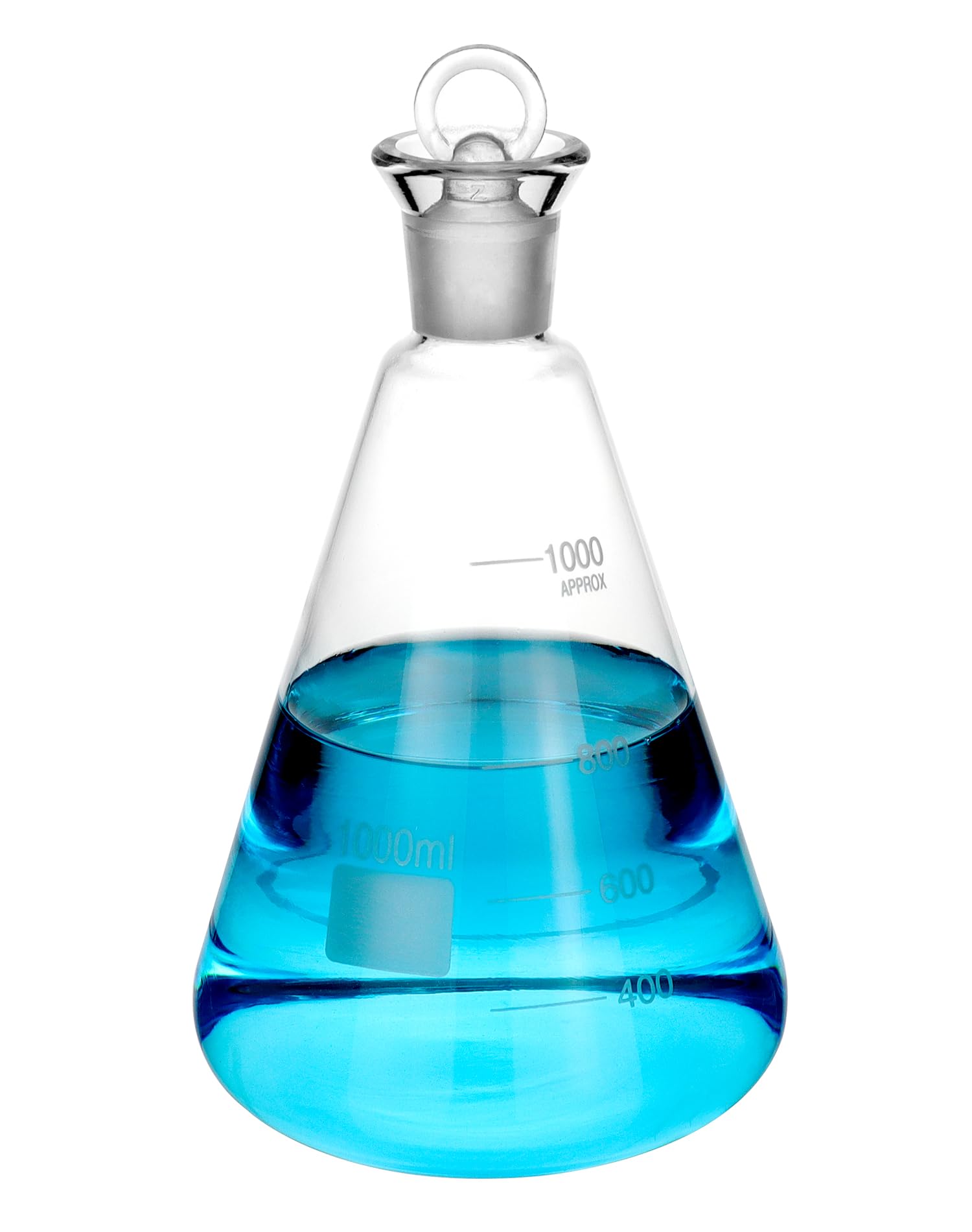 QWORK 1000ml Lodine Flask with Stopper, Thick Wall Flask with 24/29 Standard Conical Outer Connection, Heavy Duty Borosilicate Glass Erlenmeyer Flask