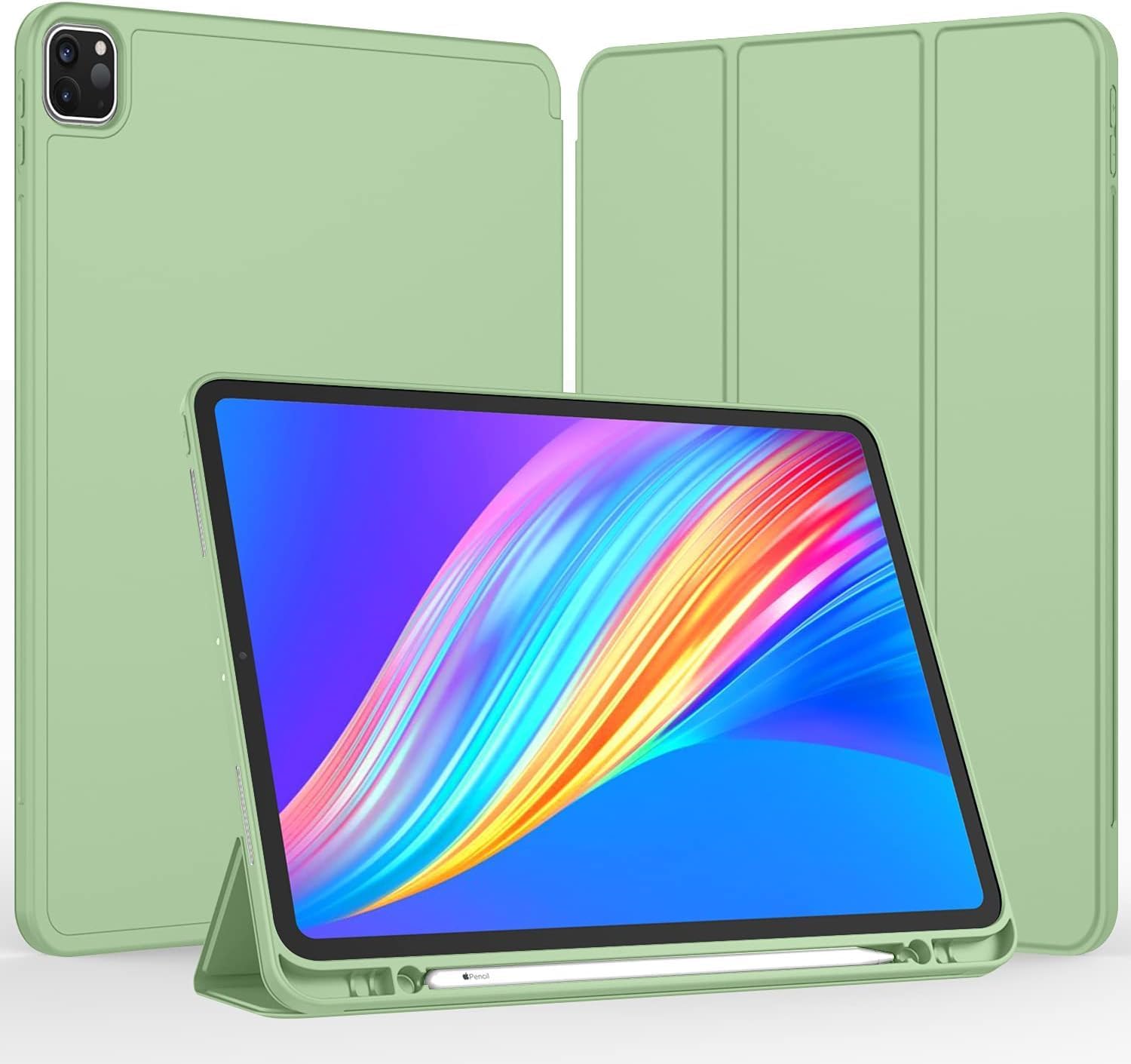 Kujo iPad Pro 12.9" Case (2022/21/20, 6th/5th/4th Gen), Full Pencil Support, i Pad Pro, Easy Magnetic Attachment, Two-Way Stand, Full Pencil, Auto Sleep/Wake, Rebound Magnetic Case (Forest Green)