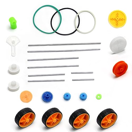 Miniatura 48 de Fielect Kit de engranajes de plástico 43pcs con accesorios surtidos para robot motor DC