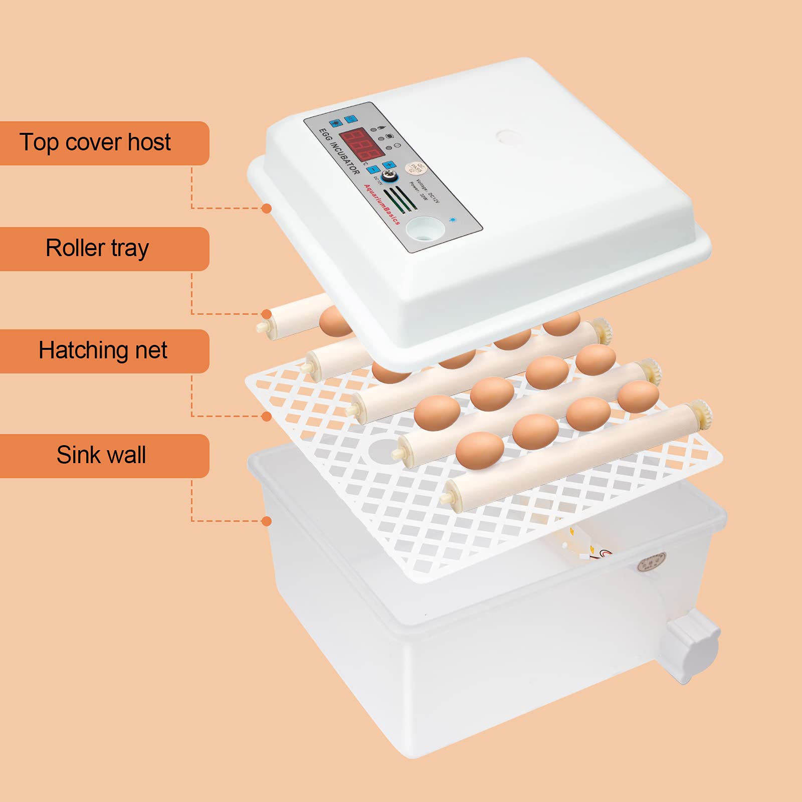 AquariumBasics Egg Hatching Incubator with Egg Turner Function