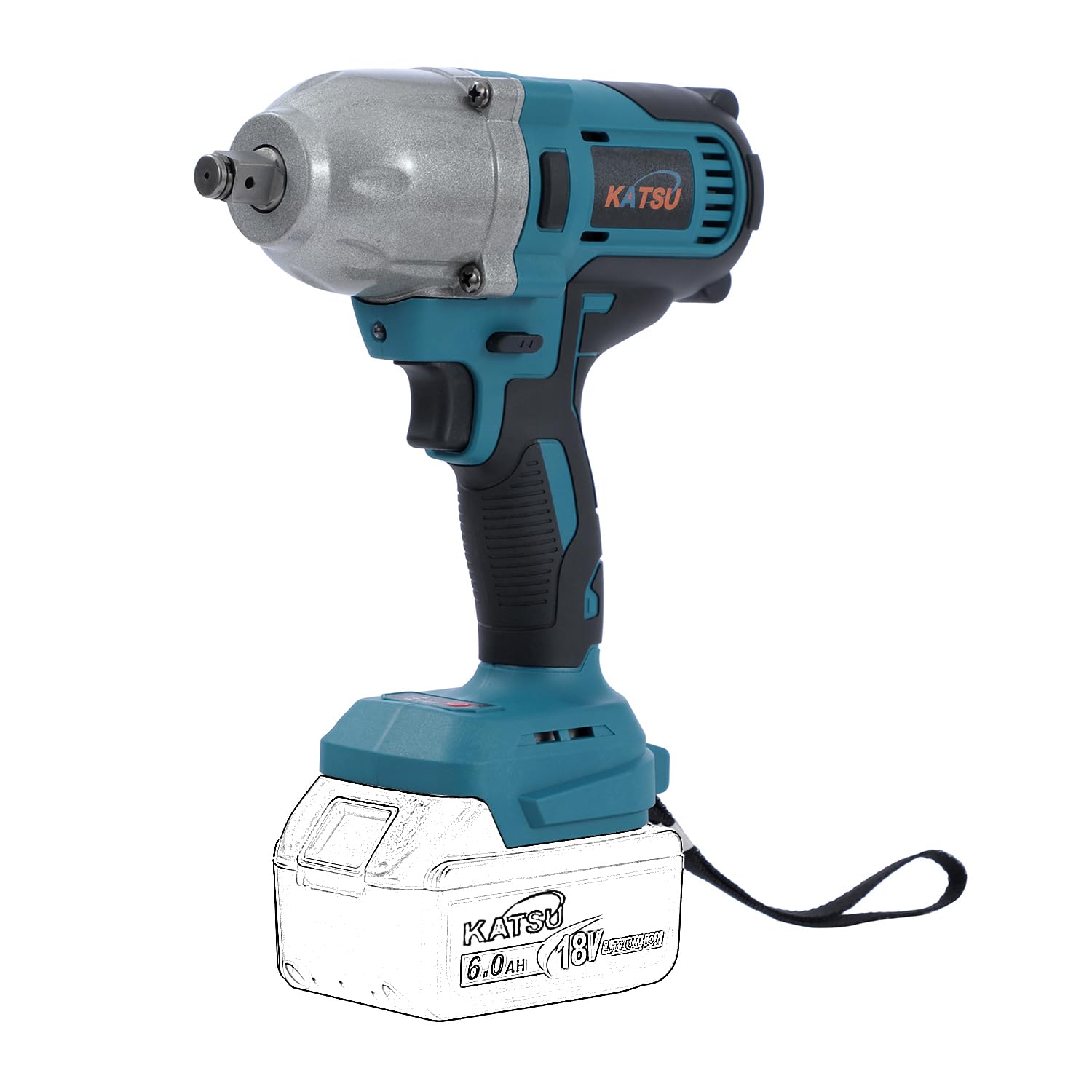 Katsu Tools Blue Katsu Fit-Bat 21V Brushless Cordless Impact Wrench 1/2 Inch 800N.m High Torque Wirelss Electric Impact Wrench With Brushless Motor, No Battery Or Charger 102472