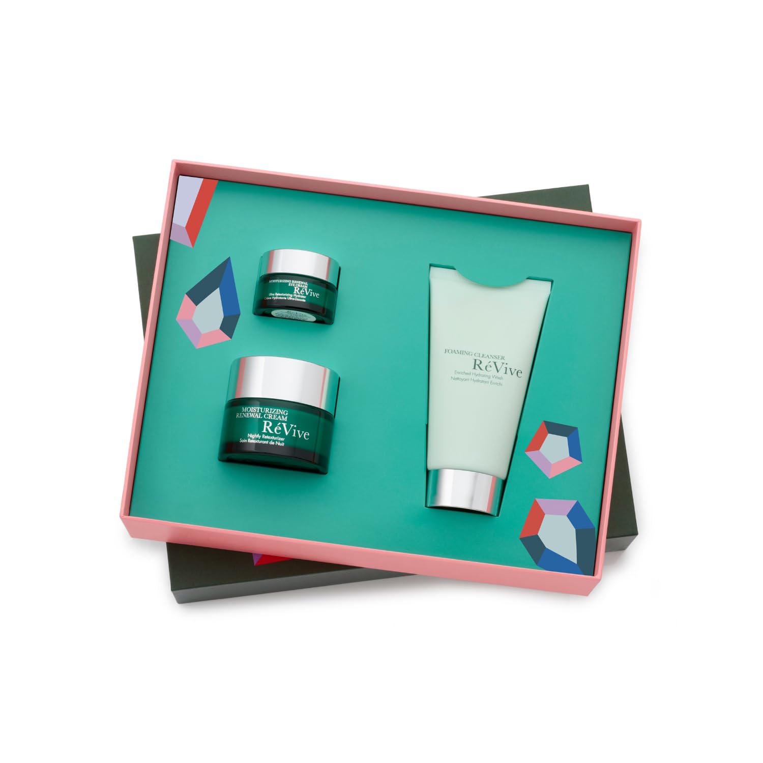RéVive x Lele Sadoughi RéNewal Icons Gift Set - Full Size Skin Care Set Includes Foaming Facial Cleanser, Moisturizing Renewal Face Cream & Moisturizing Renewal Eye Cream (3 Count)