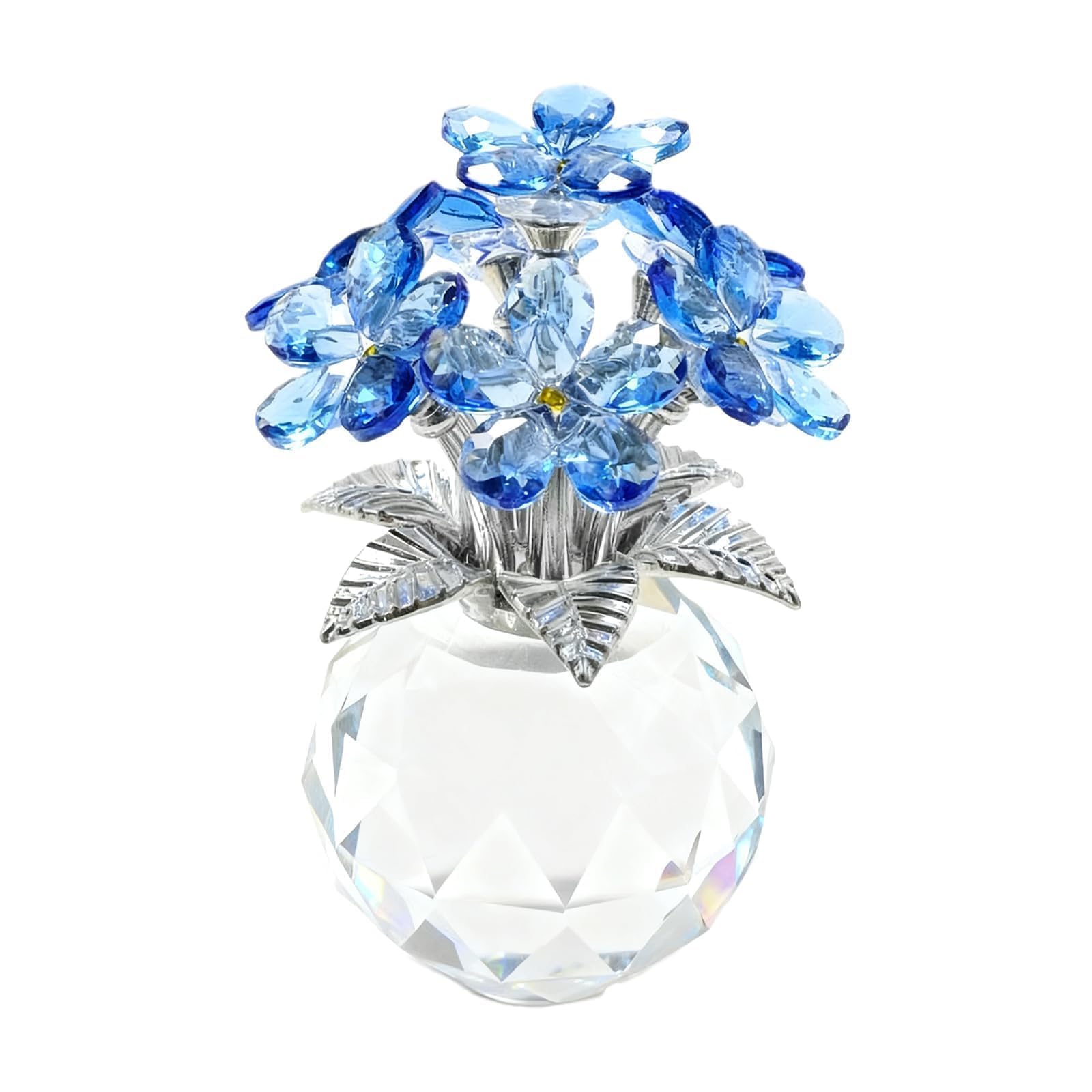 JUUDDENPARTS Crystal Blue Forget-Me-Not Bouquet Figurines, Glass Flower Bouquet Gifts, Romantic Valentine's Day Present for Girlfriend Wife, Romantic Decorations for Living Room and Special Occasions