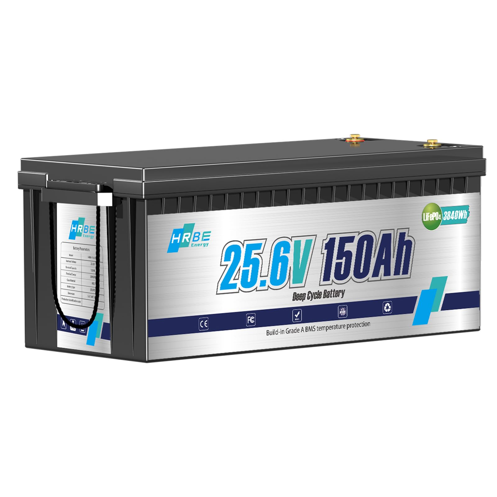 24V 150AH LiFePO4 Battery, 3480Wh Load Lithium Iron Phosphate Battery, Reliable Built-in BMS Protect,7000+ Deep Cycle Recharging, Ideal for RV/Solar/Marine/Off-grid/Trolling Motor