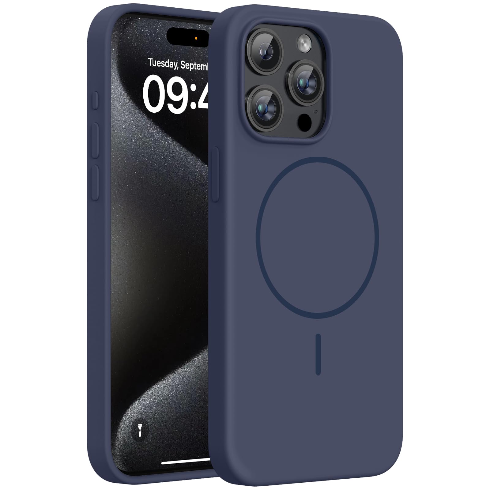 Photo 1 of Miracase Silicone Magnetic Case for iPhone 15 Pro Max - Dark Blue
