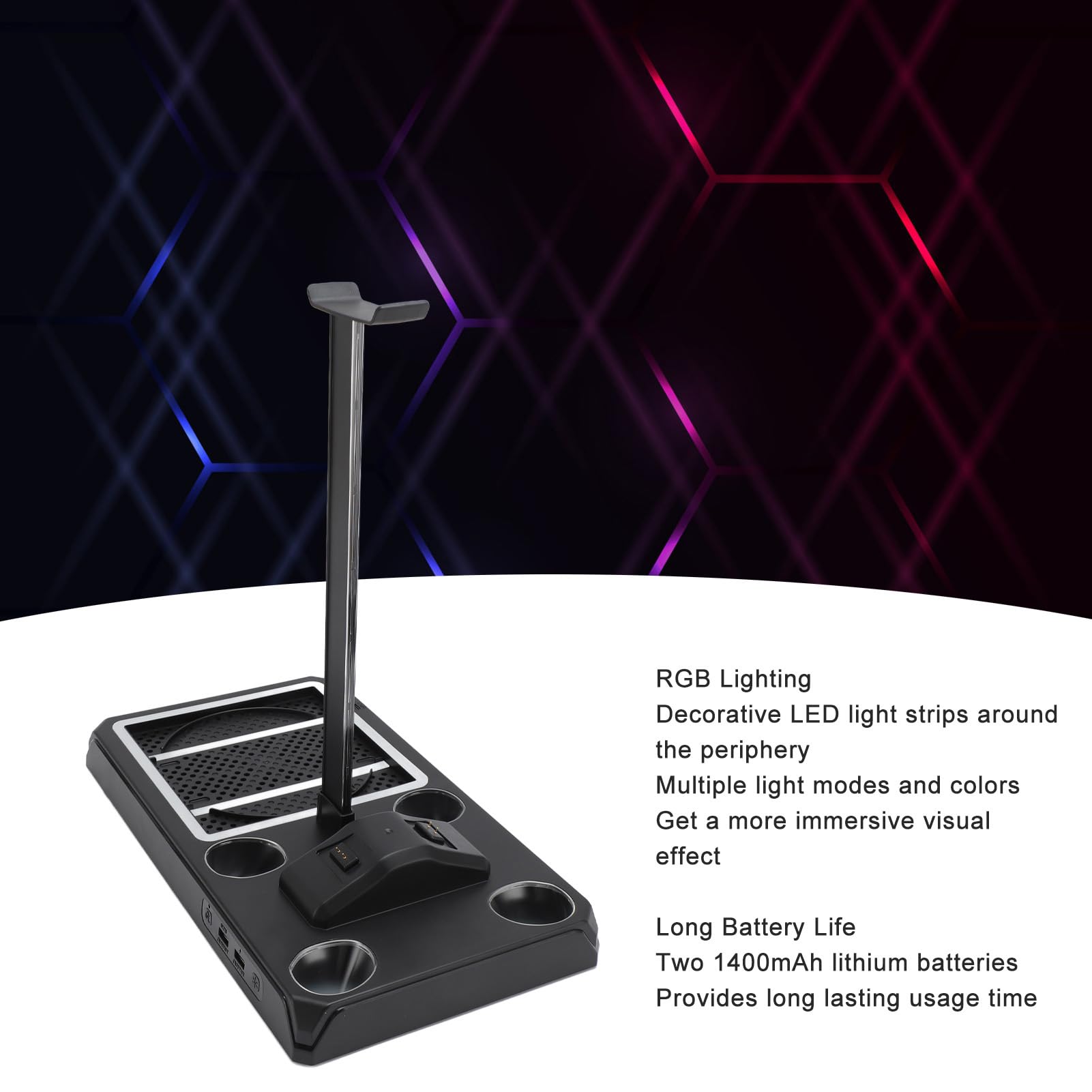 Estación de Carga del Ventilador de Enfriamiento de RGB para la Serie X de X, el de Refrigerador de la Muelle de Carga Dual Vertical con el Gancho de Auriculares de 12 Ranuras para la