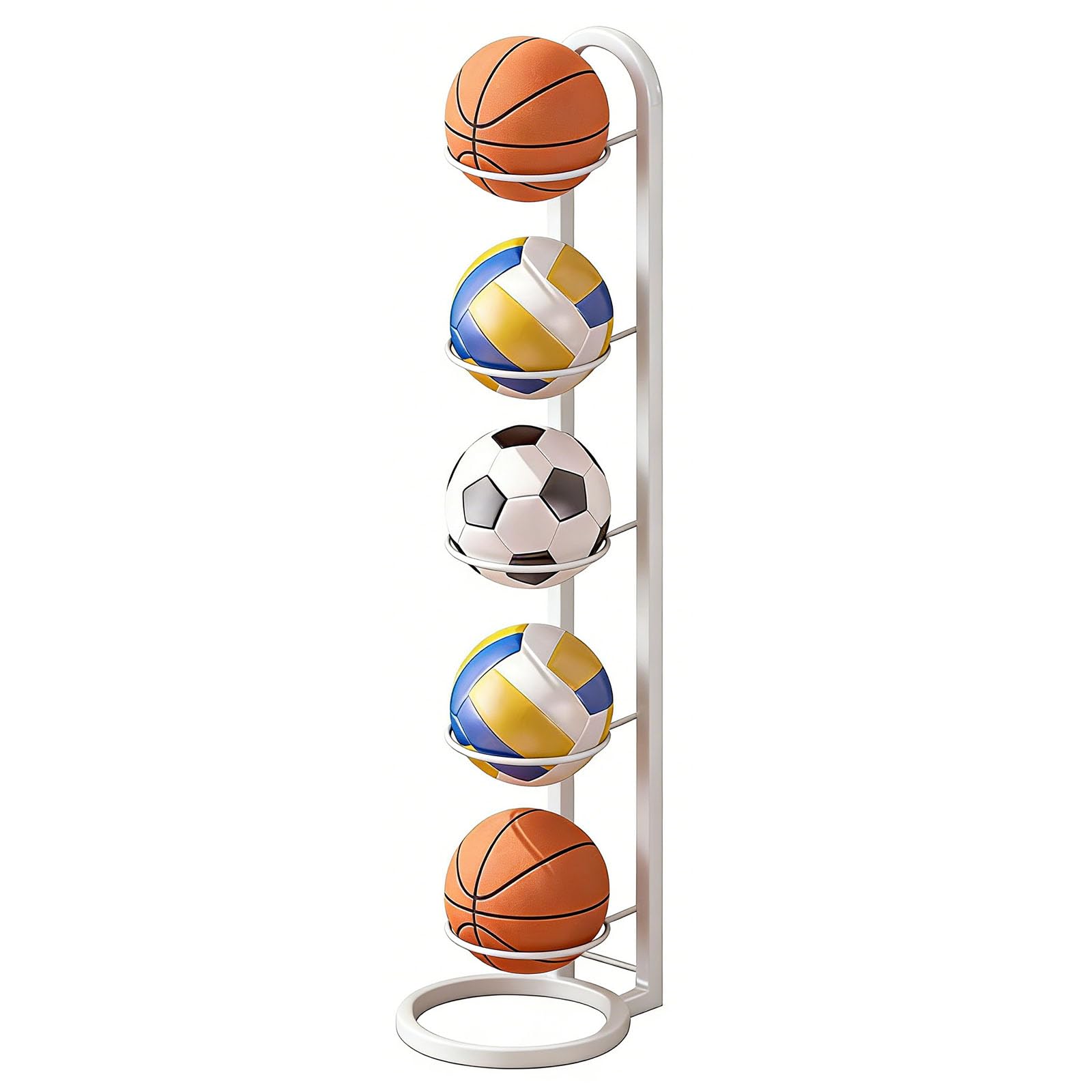 Basketball Storage Rack, Ball Storage Garage, Removable Cube Football Stand, Carbon Steel Basketball Stand, Organizer Vertical Ball Rack Display Stand, For Basketball Football Volleyball (5 TierB)