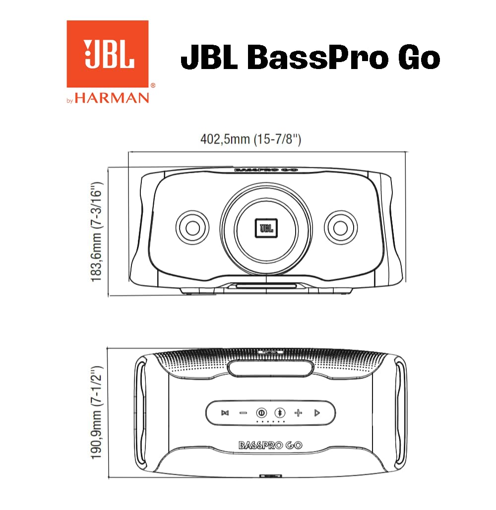 JBL BASSPRO Go Plus mit Heimladegerät - 2 in 1: Aktiv Subwoofer Auto und 200 Watt Bluetooth Lautsprecher Box Einsetzbar im Auto & zu Hause, Black