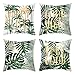 Beydodo Funda Cojines Decoracion,4 Fundas Cojines,Árbol de Coco Hoja de Monstera,Cojin Funda 40x40 Funda Cojines de Sofa Oro Verde Blanco