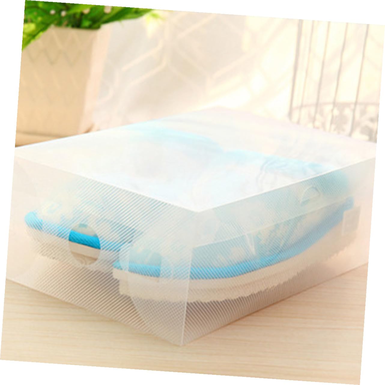Set 6 Pezzi Scatole Porta Scarpe Trasparenti Coperchio Bianco in PP 33X20X12 CM Organizer per Scarpe Impilabile per Casa e Scaffale