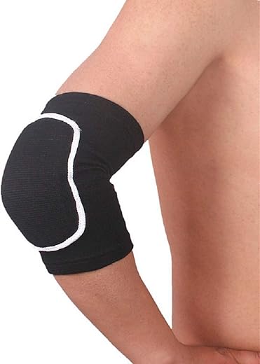 Pair of Compression Elbow Pads Arm Brace Support Fitness Arm Knee Protector Volleyball Basketball Breathable Elbow Wraps (Black)