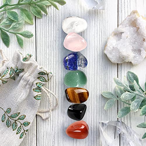 7pcs Crystals for Beginners Natural Stones Set Crystals and Gemstones,7 Chakra Healing Crystal Reiki Puff Pocket Palm Stone for Stress Relief Chakra Balancing Home Decoration Yoga - Image 4