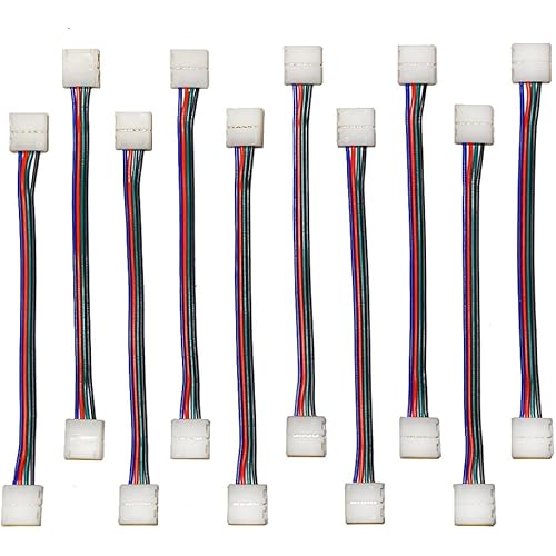 EvZ 10PCS LED 5050 RGB Strip Light Connector 4 Pin Conductor 10 mm Wide Strip to Strip Jumper