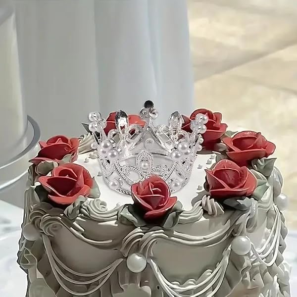 Qhinaster 20 Pcs Crown Cake Topper Tiny Crown Tiara Cake Ornaments Mini Baby Crown Cake Cupcake Decoration for Baby Shower Princess Themed Birthday Wedding Party (sliver) by Qhinaster - Image 4