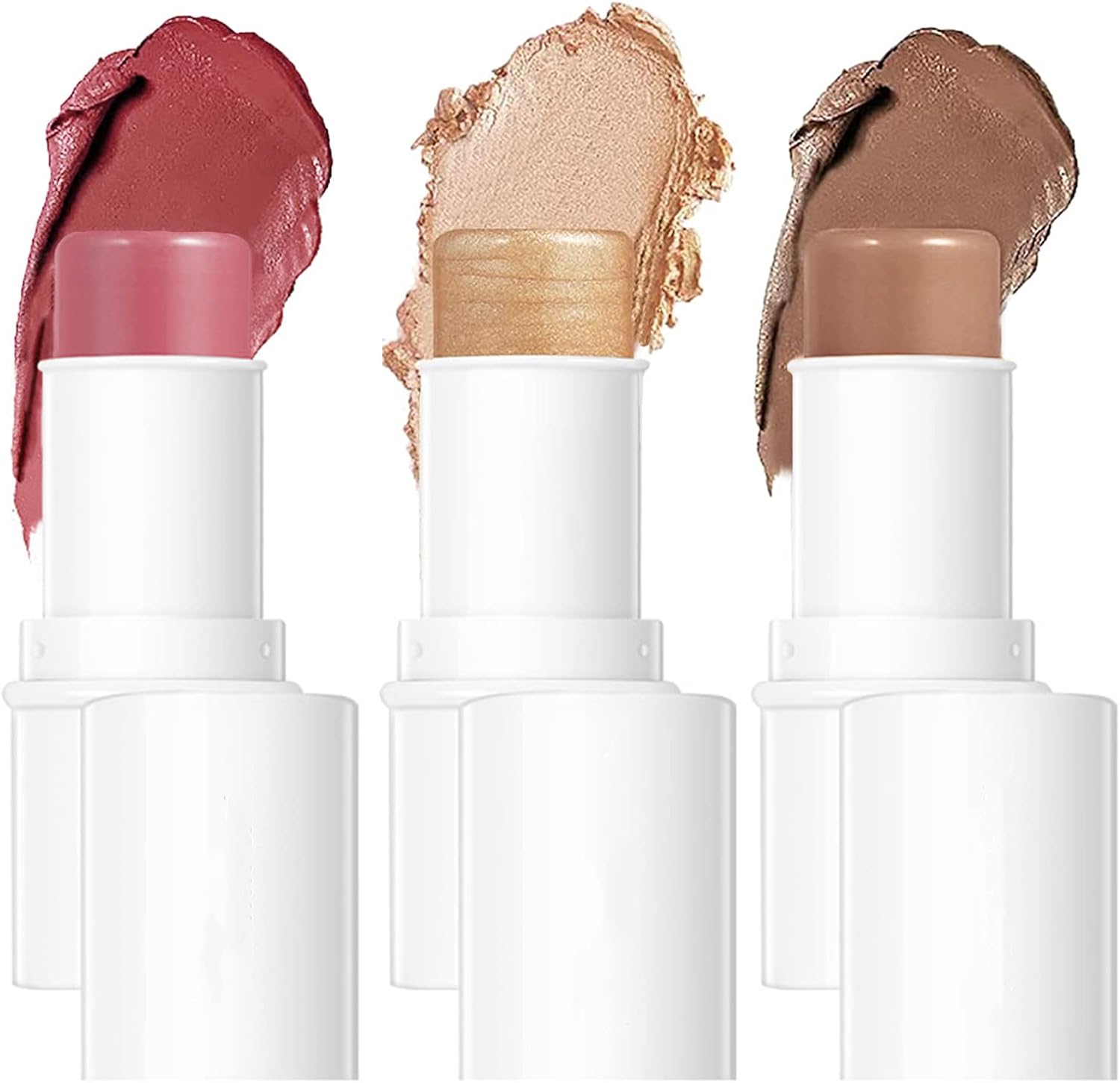 3 Pack Multi Face Makeup Stick Contour Bronzer Highlighter Blush Stick