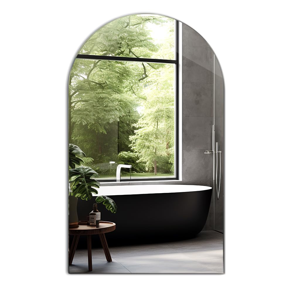 Tulup 48x48cm Moderne Wandspiegel met Onregelmatige Vorm voor Badkamer, Klaar om te Monteren Zonder Frame, Originele Onregelmatige Vorm