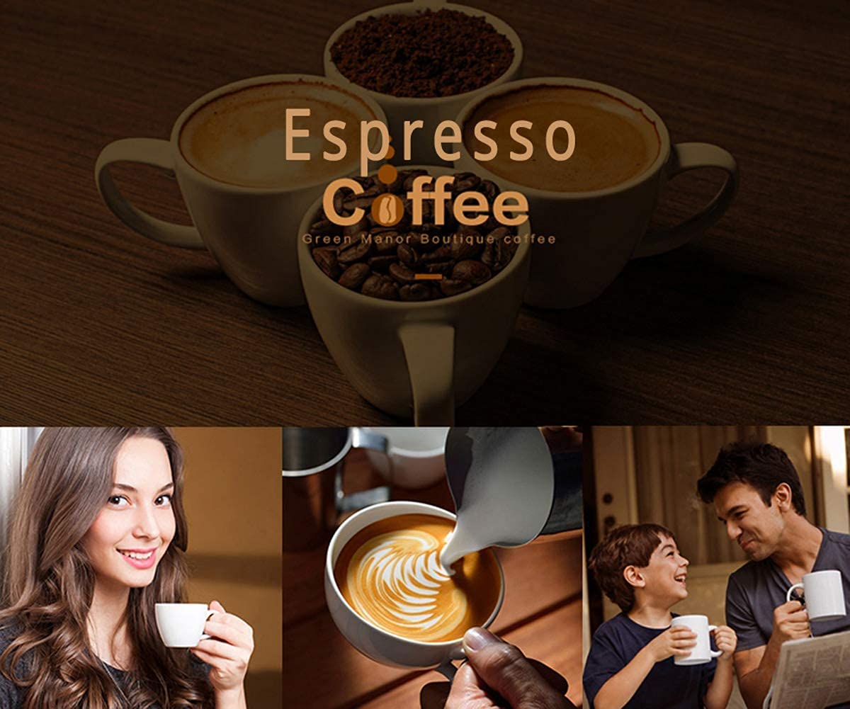CUNTO Macchina da caffè con filtro, macchina per caffè espresso 5BAR, 2 minuti di cottura, schiuma di vapore e protezione contro la pressione, per preparare latte, moka e cappuccino
