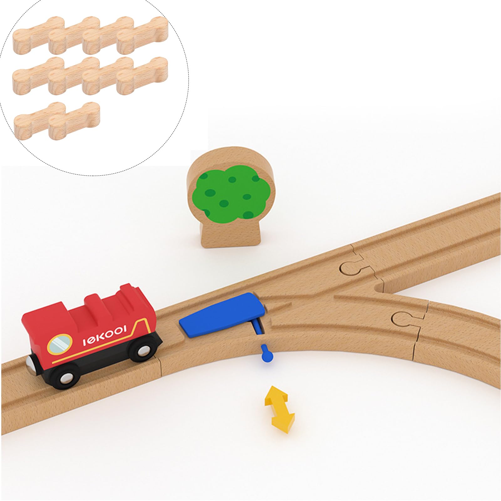 Accessoire De Voie Ferrée en Bois Accessoires,Coffret D'Extension De Rails pour Circuit Train Bois,Lot de 10 Connecteurs Universels en Bois,Connecteur de Voie Ferrée Brio