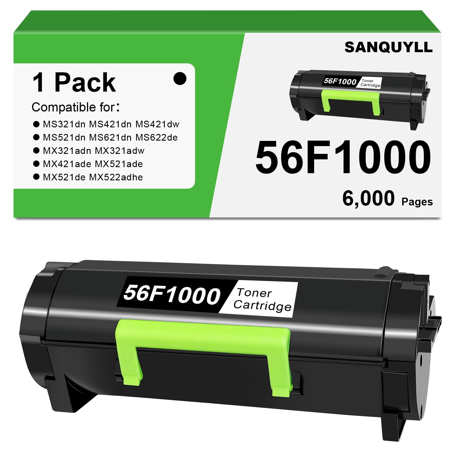 56F1000 Toner Cartridge Compatible for Lexmark 56F1000 Black Toner