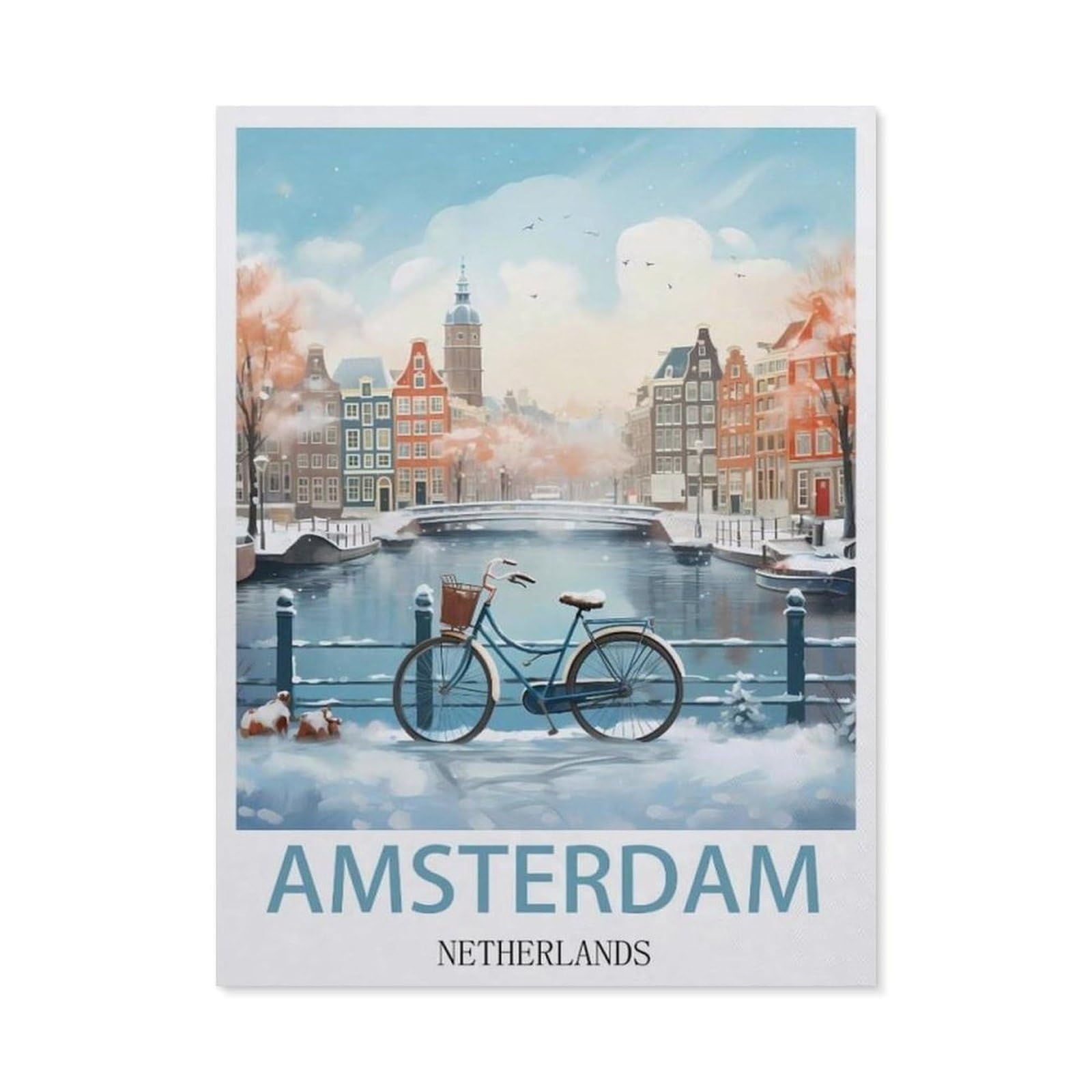Vintage Metal Tin Sign，Amsterdam Netherlands(15x30cm）