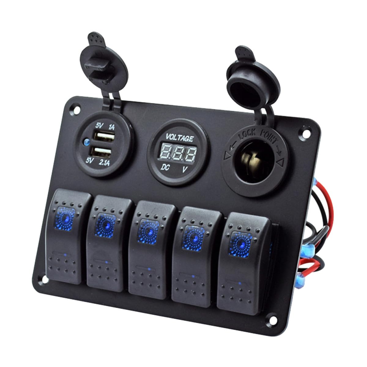 Pannello Interruttori Combinato 12v 24v Display Digitale Nero