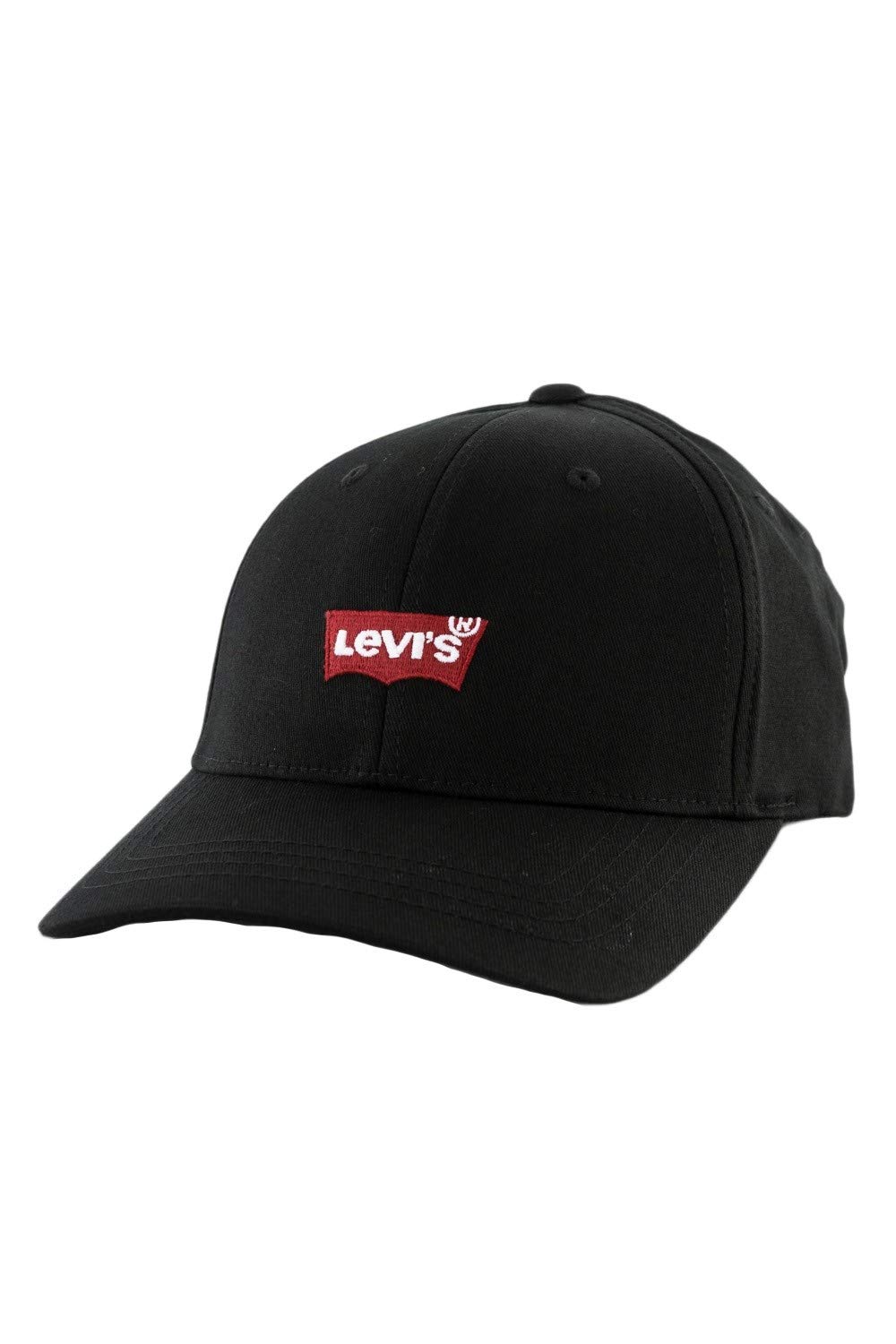Levi's Men's Mid Batwing Flexfit Flat Cap, Black (Regular Black 59), One (Size: UN)